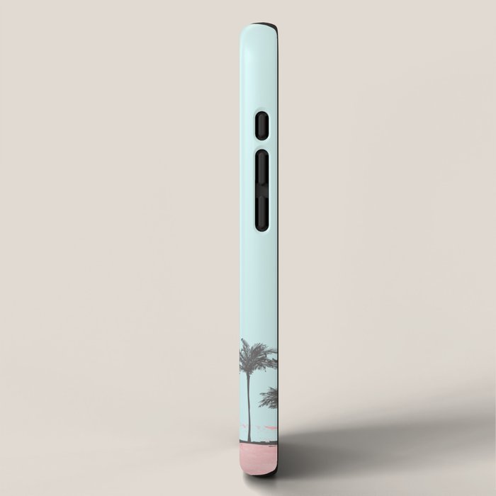 Beachfront palm tree soft pastel sunset graphic iPhone Case Gallery Image 2