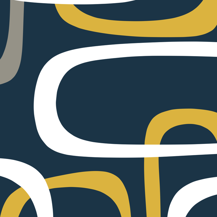 Mid Century Modern Loops Pattern in Light Mustard Yellow, Navy Blue, Gray, and White Coffee Mug Gallery Image 2