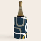 Mid Century Modern Loops Pattern in Light Mustard Yellow, Navy Blue, Gray, and White Wine Chiller Gallery Image 2