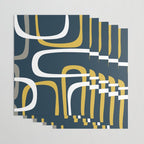 Mid Century Modern Loops Pattern in Light Mustard Yellow, Navy Blue, Gray, and White Wrapping Paper Gallery Image 3