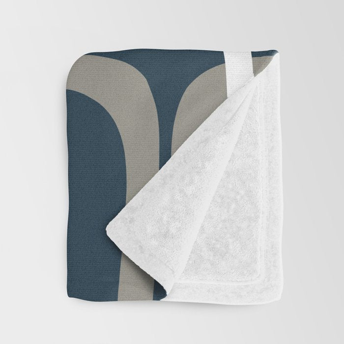 Mid Century Modern Loops Pattern in Light Mustard Yellow, Navy Blue, Gray, and White Throw Blanket Gallery Image 3