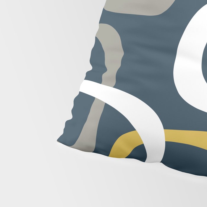 Mid Century Modern Loops Pattern in Light Mustard Yellow, Navy Blue, Gray, and White Pillow Sham Gallery Image 4