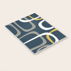 Mid Century Modern Loops Pattern in Light Mustard Yellow, Navy Blue, Gray, and White Notebook Gallery Image 3