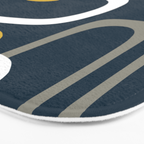 Mid Century Modern Loops Pattern in Light Mustard Yellow, Navy Blue, Gray, and White Bath Mat Gallery Image 3