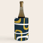 Mid Century Modern Loops Pattern in Light Mustard Yellow, Navy Blue, Gray, and White Wine Chiller Gallery Image 3