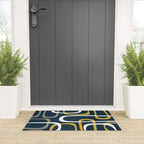 Mid Century Modern Loops Pattern in Light Mustard Yellow, Navy Blue, Gray, and White Welcome Mat Gallery Image 3