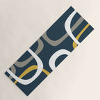 Mid Century Modern Loops Pattern in Light Mustard Yellow, Navy Blue, Gray, and White Yoga Mat Gallery Image 1