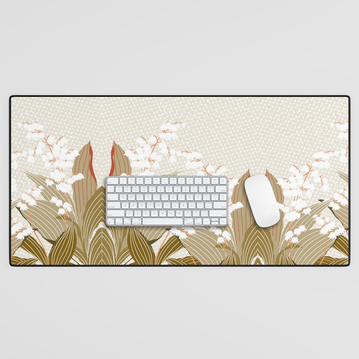 Flowers market: lily of the valley earthy toned Desk Mat Gallery Image 1