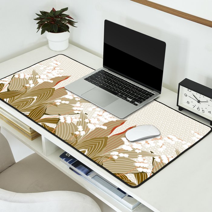 Flowers market: lily of the valley earthy toned Desk Mat Gallery Image 2