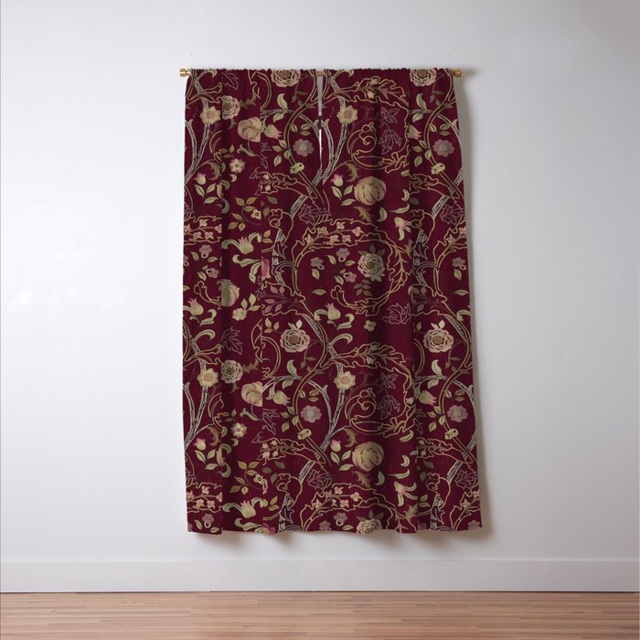 William Morris Mary Isobel Wine Rose Vintage Floral Pattern Window Curtain Gallery Image 3