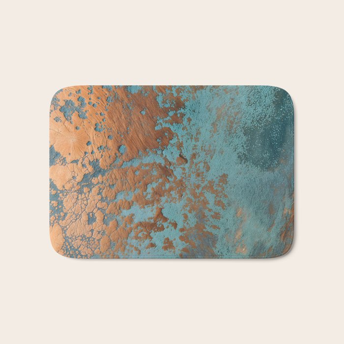 Tarnished in Teal and Copper Rust Bath Mat Gallery Image 1