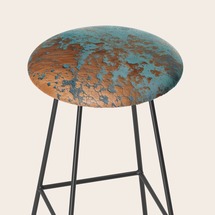 Tarnished in Teal and Copper Rust Stool Gallery Image 2