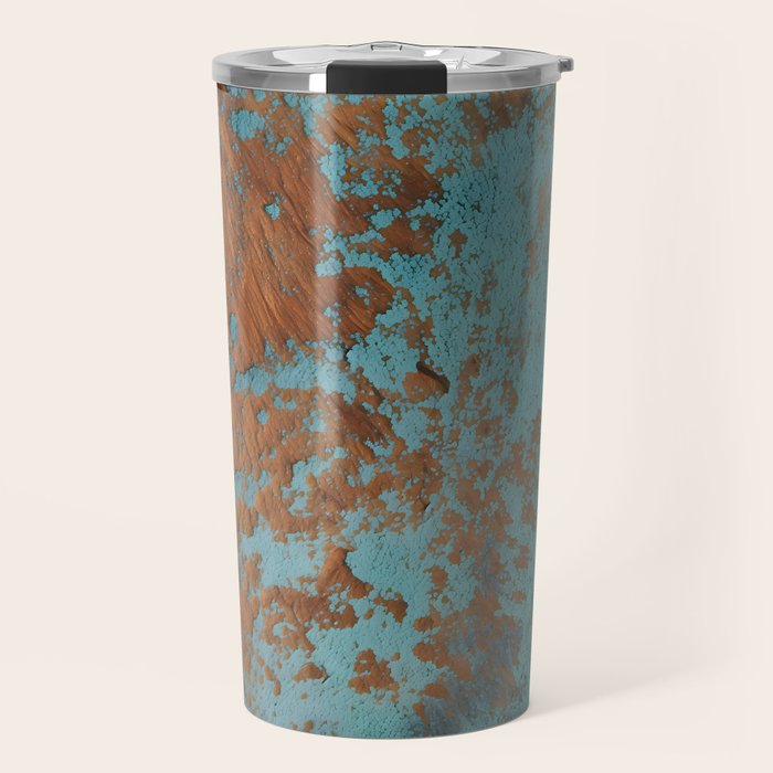 Tarnished in Teal and Copper Rust Travel Mug Gallery Image 1