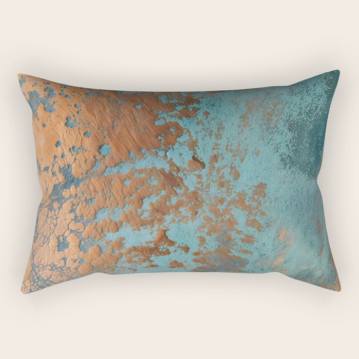 Tarnished in Teal and Copper Rust Rectangular Pillow Gallery Image 1