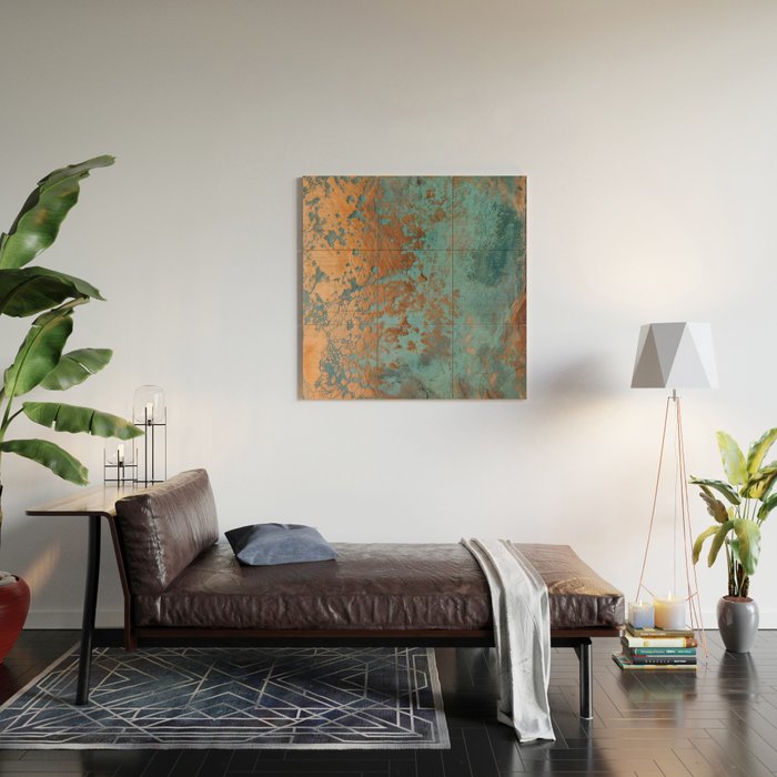 Tarnished in Teal and Copper Rust Wood Wall Art Gallery Image 2
