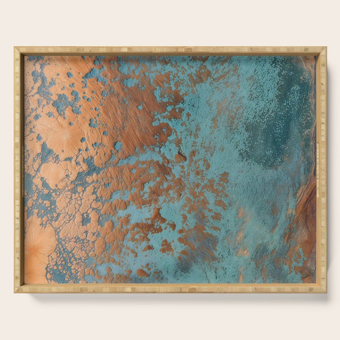 Tarnished in Teal and Copper Rust Serving Tray Gallery Image 1