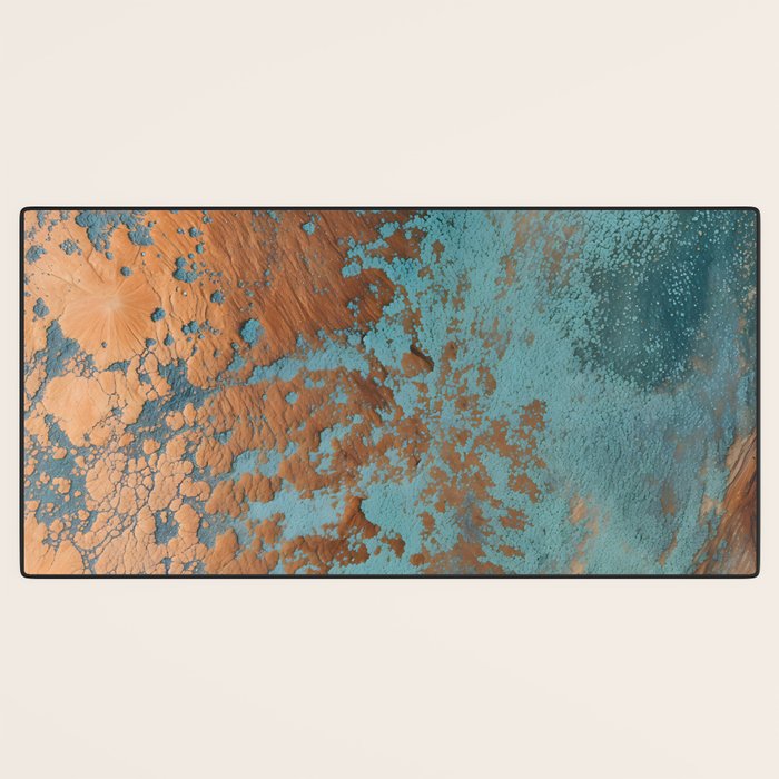 Tarnished in Teal and Copper Rust Desk Mat Gallery Image 3