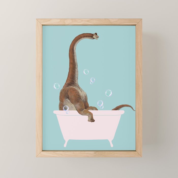 Brachiosaurus in Bathtub Mini Art Print Gallery Image 1
