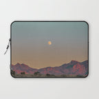 Sunset Moon Ridge // Grainy Red Mountain Range Desert Landscape Photography Yellow Fullmoon Blue Sky Laptop Sleeve Gallery Image 1