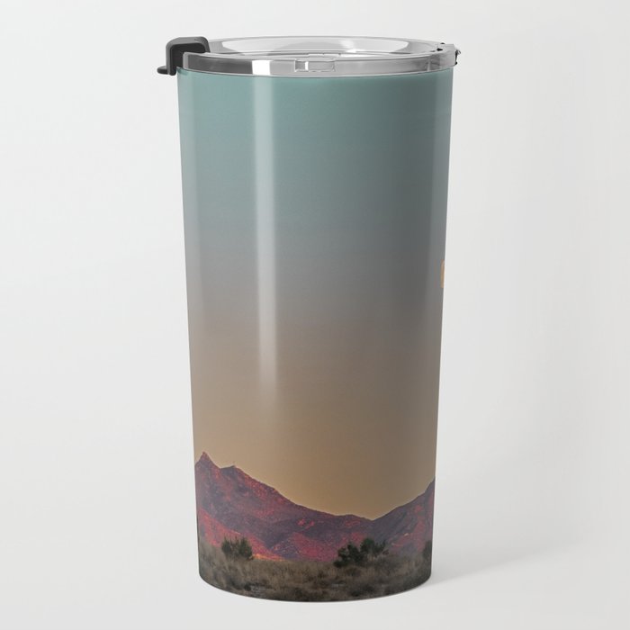Sunset Moon Ridge // Grainy Red Mountain Range Desert Landscape Photography Yellow Fullmoon Blue Sky Travel Mug Gallery Image 3