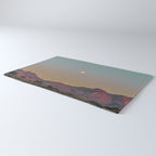 Sunset Moon Ridge // Grainy Red Mountain Range Desert Landscape Photography Yellow Fullmoon Blue Sky Rug Gallery Image 3