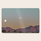 Sunset Moon Ridge // Grainy Red Mountain Range Desert Landscape Photography Yellow Fullmoon Blue Sky Cutting Board Gallery Image 1