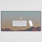 Sunset Moon Ridge // Grainy Red Mountain Range Desert Landscape Photography Yellow Fullmoon Blue Sky Desk Mat Gallery Image 1