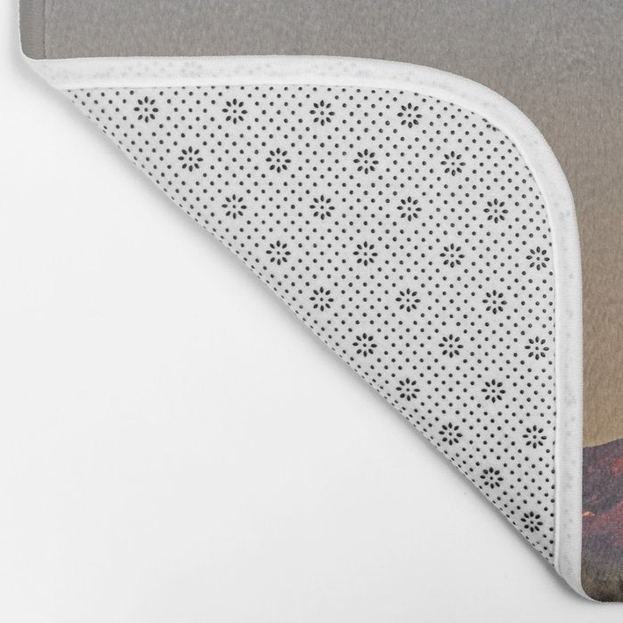 Sunset Moon Ridge // Grainy Red Mountain Range Desert Landscape Photography Yellow Fullmoon Blue Sky Bath Mat Gallery Image 2