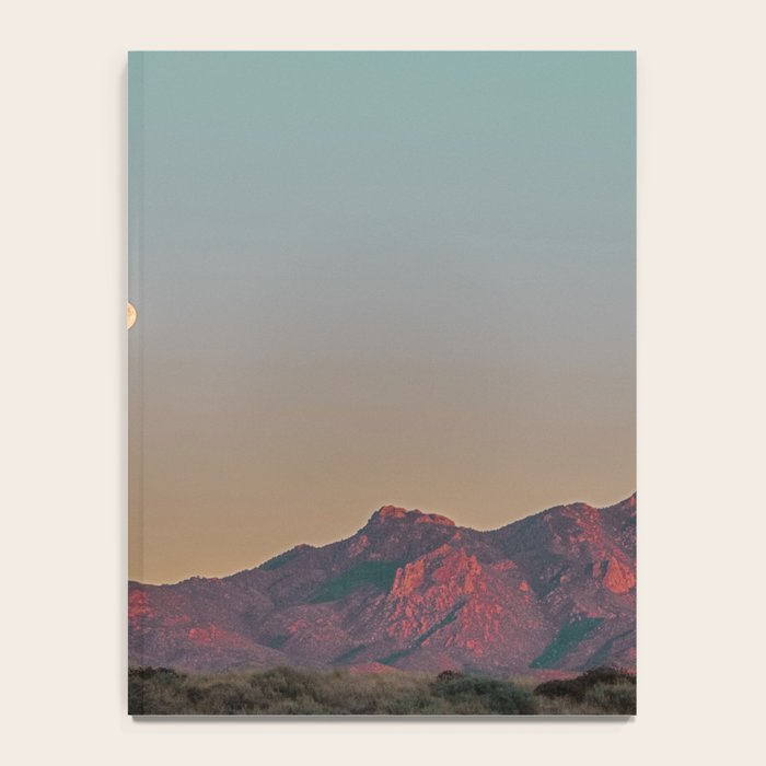 Sunset Moon Ridge // Grainy Red Mountain Range Desert Landscape Photography Yellow Fullmoon Blue Sky Notebook Gallery Image 4