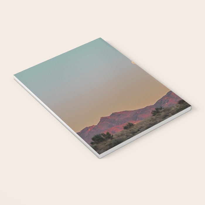 Sunset Moon Ridge // Grainy Red Mountain Range Desert Landscape Photography Yellow Fullmoon Blue Sky Notebook Gallery Image 3