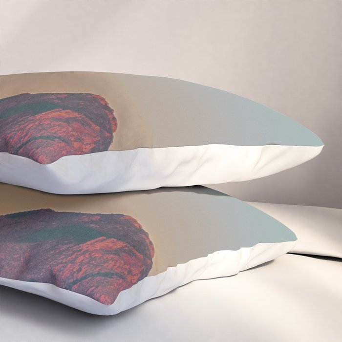 Sunset Moon Ridge // Grainy Red Mountain Range Desert Landscape Photography Yellow Fullmoon Blue Sky Pillow Sham Gallery Image 3