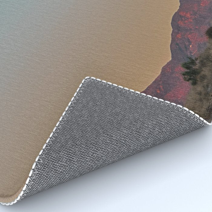 Sunset Moon Ridge // Grainy Red Mountain Range Desert Landscape Photography Yellow Fullmoon Blue Sky Rug Gallery Image 4