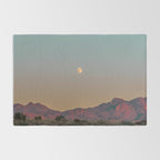 Sunset Moon Ridge // Grainy Red Mountain Range Desert Landscape Photography Yellow Fullmoon Blue Sky Rug Gallery Image 2