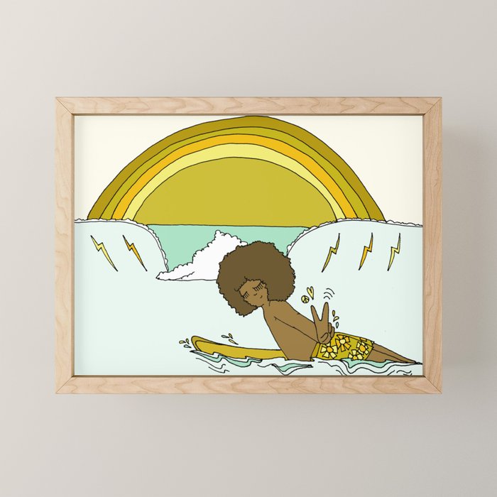 "buttons" kaluhiokalani 70s surf legend // retro surf art by surfy birdy Mini Art Print Gallery Image 1
