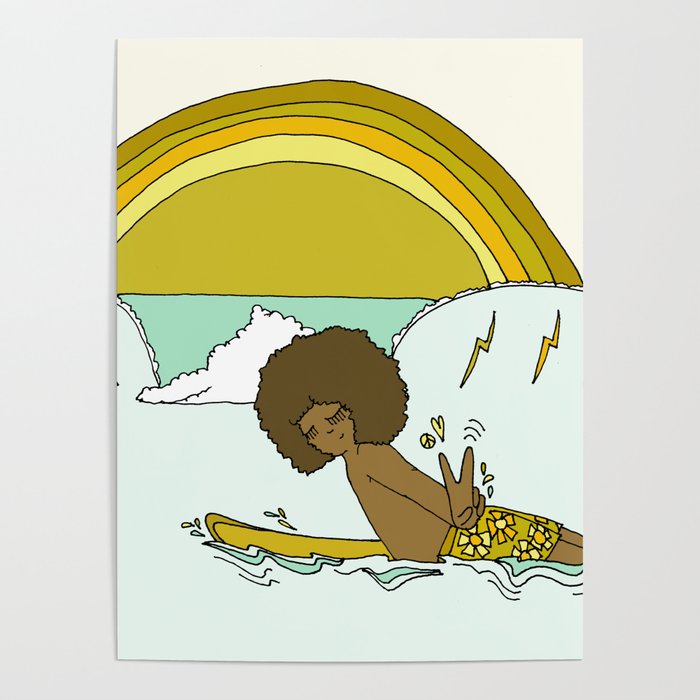 "buttons" kaluhiokalani 70s surf legend // retro surf art by surfy birdy Poster Gallery Image 4