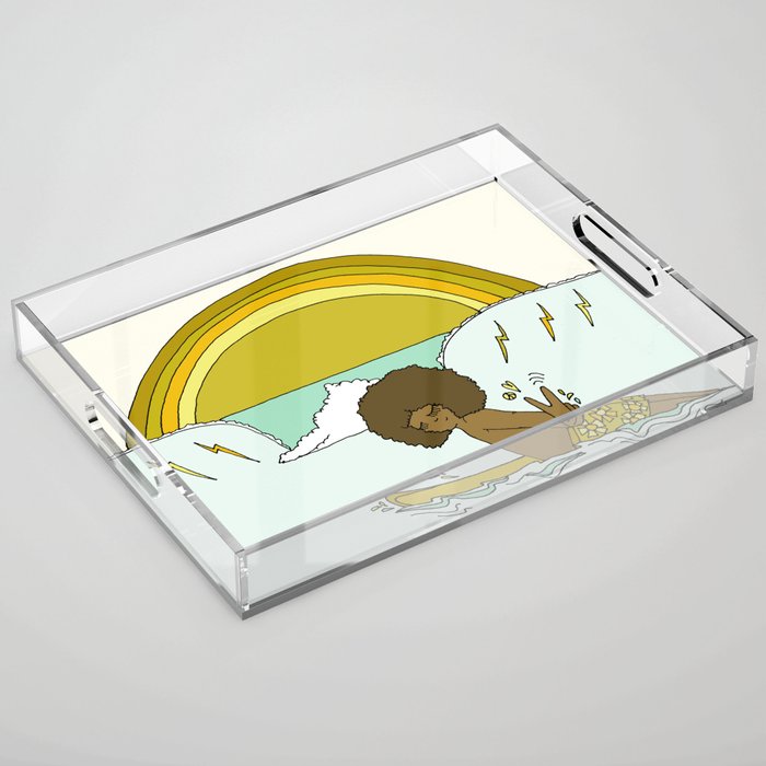 "buttons" kaluhiokalani 70s surf legend // retro surf art by surfy birdy Acrylic Tray Gallery Image 1