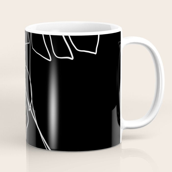 Monstera minimal - black Coffee Mug Gallery Image 1