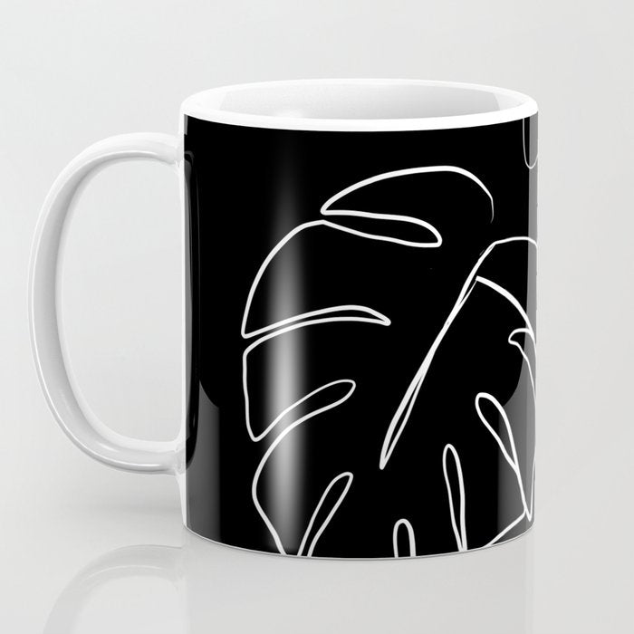 Monstera minimal - black Coffee Mug Gallery Image 3