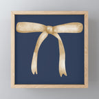 Bows & Ribbons Pattern XLII Dark Navy Blue Mini Art Print Gallery Image 1
