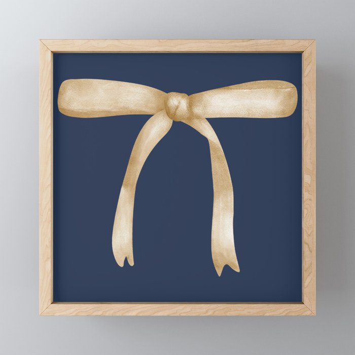 Bows & Ribbons Pattern XLII Dark Navy Blue Mini Art Print Gallery Image 1