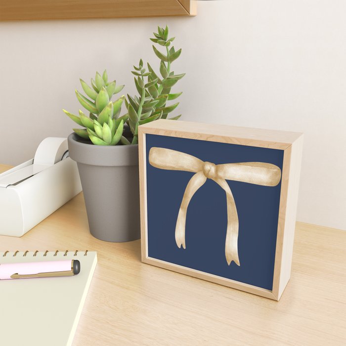 Bows & Ribbons Pattern XLII Dark Navy Blue Mini Art Print Gallery Image 2
