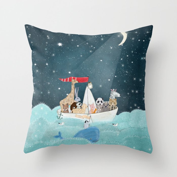 little nautical explorers Throw Pillow Gallery Image 6
