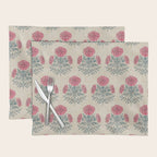 Marigold - pink and teal on linen Placemat Gallery Image 1