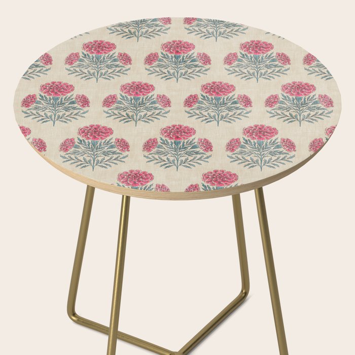 Marigold - pink and teal on linen Side Table Gallery Image 2