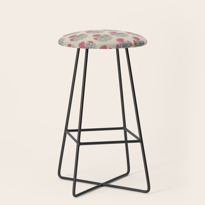 Marigold - pink and teal on linen Stool Gallery Image 1