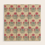 Marigold - pink and teal on linen Wood Wall Art Gallery Image 1