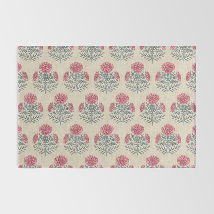 Marigold - pink and teal on linen Rug Gallery Image 2