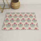 Marigold - pink and teal on linen Rug Gallery Image 1