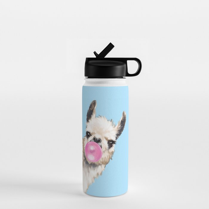 Bubble Gum Sneaky Llama in Blue Water Bottle Gallery Image 1