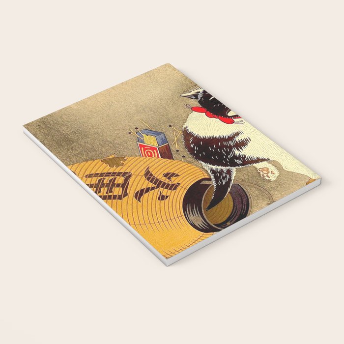Japanese Woodblock Print Cat Lantern Playful Vintage Art Notebook Gallery Image 3